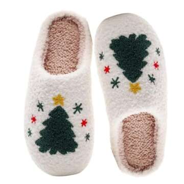 JINLONYU Christmas Slippers - Non-Slip Plush Comfort for Women