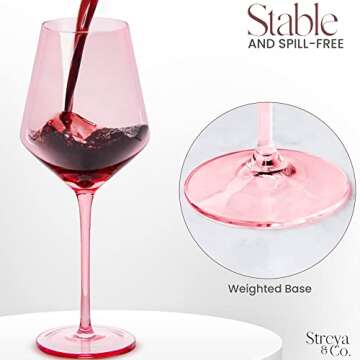 Colored Wine Glasses Set of 6 Crystal - 18 oz - Unique Colorful Wine Glasses with Stem, Multi Colored Glassware, Durable, Hand-Blown Glassware, Perfect for Red White Wine - Gift for Wife & Mom