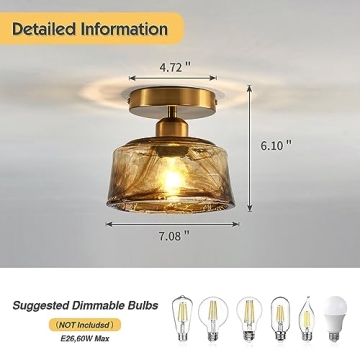 Stylish CVKASH Brass Ceiling Light Fixture for Small Spaces