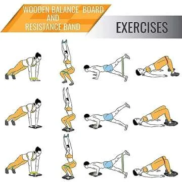 Yes4All Combo Wooden Wobble Balance Board & Loop Resistance Bands for Physical Therapy, Core Training, Home Gym Workout - Black