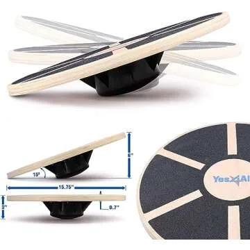 Yes4All Combo Wooden Wobble Balance Board & Loop Resistance Bands for Physical Therapy, Core Training, Home Gym Workout - Black