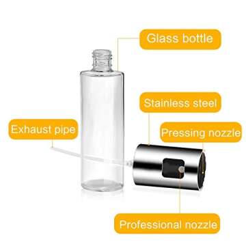 Oil Sprayer Dispenser,Olive Oil Sprayer, Spray Bottle for Oil Versatile Glass Spray Olive Oil Bottle for Cooking,Vinegar Bottle Glass,for Cooking,Baking,Roasting,Grilling