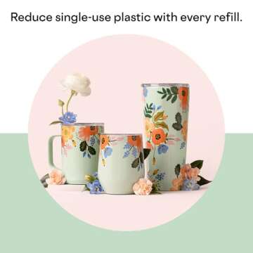 Corkcicle x Rifle Paper Co. Triple Insulated Coffee Mug with Lid and Handle, Mint Lively Floral, 16 oz –Stainless Steel Travel Mug Keeps Beverage Hot for 3+ Hours –Non-Slip, Easy-Grip, Spill-Resistant