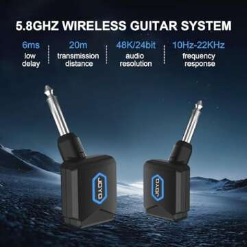 5.8Ghz Wireless Guitar Transmitter Receiver Guitar System with Charging Box for Electric Guitar Bass...