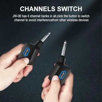 5.8Ghz Wireless Guitar Transmitter Receiver Guitar System with Charging Box for Electric Guitar Bass 4 Audio Channels (JW-06)