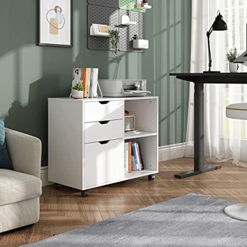 DEVAISE Stylish 3-Drawer Wood File Cabinet for Home Office