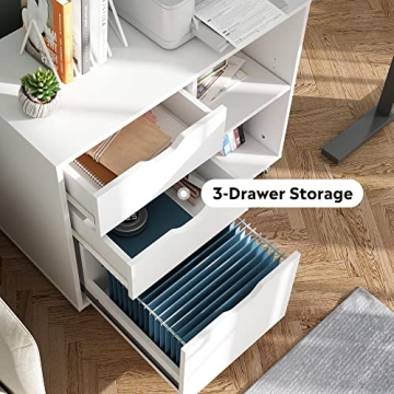 DEVAISE Stylish 3-Drawer Wood File Cabinet for Home Office