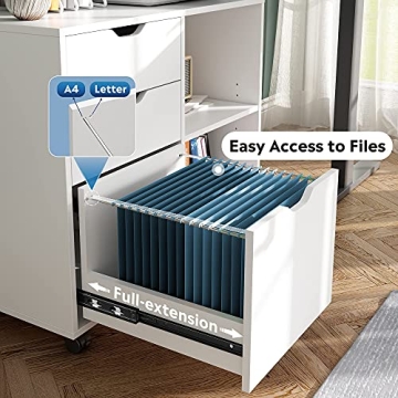 DEVAISE Stylish 3-Drawer Wood File Cabinet for Home Office