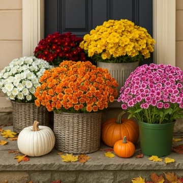 Funsdecor UV Resistant Artificial Sunset Mums for Fall
