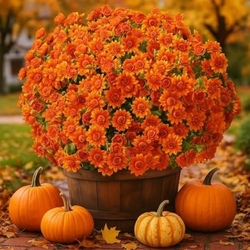 Funsdecor UV Resistant Artificial Sunset Mums for Fall