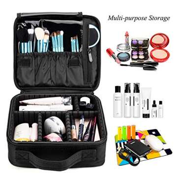 Makeup Bag Travel Cosmetic Bag Nylon Cute Makeup Case Organizer Large Portable Cosmetic Train Case w...