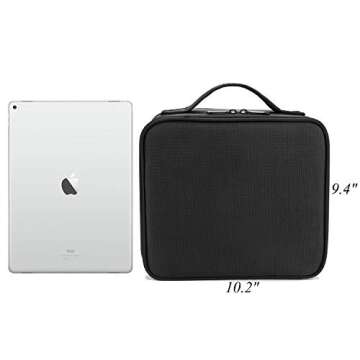 Makeup Bag Travel Cosmetic Bag Nylon Cute Makeup Case Organizer Large Portable Cosmetic Train Case with Removable Dividers for Women Carrying Beauty Products Make Up Tools Toiletry Jewelry,Black