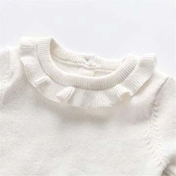 Pullover Sweater for Girls Baby Toddler Knit Crewneck Sweater Sweatshirt Winter Clothes Tops Outfits White