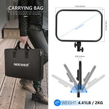 NEEWER 18.3" RGB LED Video Light Panel with APP Control, 360°Full Color, 1 Pack 60W Dimmable 2500K~8500K RGB LED Panel CRI/TLCI 97+ with 17 Special Scenes Effect for Game YouTube Zoom Photography