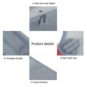 Travel Luggage Packing Organizer, Packing Cubes, Luggage Organizer Bag, Travel Bag for Packing, Luggage Cube, Suitcase Pouch, Laundry Pouch Travel Bag-Pack of 7 (Grey)