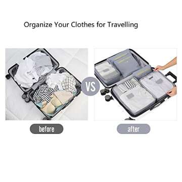 Travel Luggage Packing Organizer, Packing Cubes, Luggage Organizer Bag, Travel Bag for Packing, Luggage Cube, Suitcase Pouch, Laundry Pouch Travel Bag-Pack of 7 (Grey)