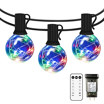IELECMG LED String Lights Outdoor 35 FT G40 Patio String Lights 32 Bulbs(2 Spare) Linkable Dimmable ...