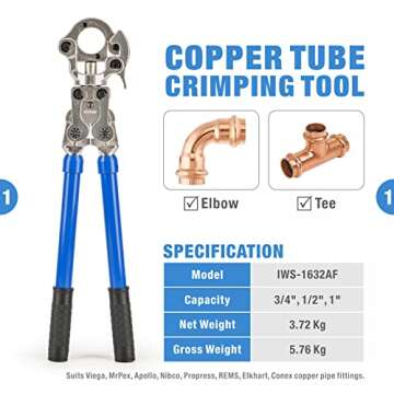 iCrimp IWS-1632AF Copper Tubing Press Tool - Perfect for Viega ProPress Fittings