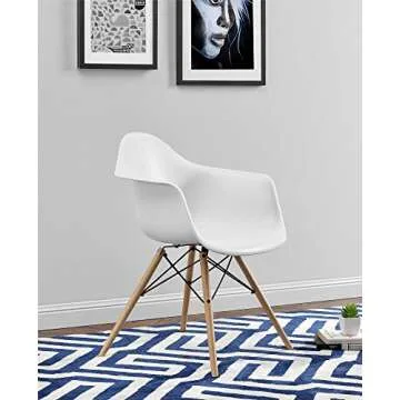 DHP Mid Century Modern Chair with Wood Legs, White