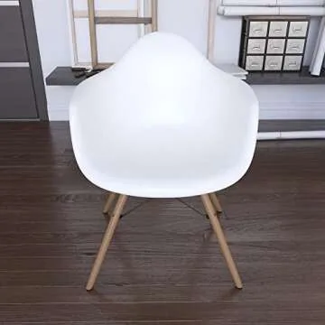 DHP Mid Century Modern Chair with Wood Legs, White