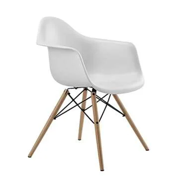 DHP Mid Century Modern Chair with Wood Legs, White