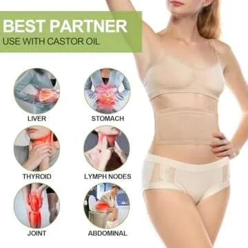 STFOCE 10pcs Castor Oil Pack Wrap, Large Castor Oil Pack Self-Adhesive, 11.8"x6.3", Anti Leakage, No Wash, Portable (Oil Not Included)