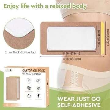 STFOCE 10pcs Castor Oil Pack Wrap, Large Castor Oil Pack Self-Adhesive, 11.8"x6.3", Anti Leakage, No Wash, Portable (Oil Not Included)