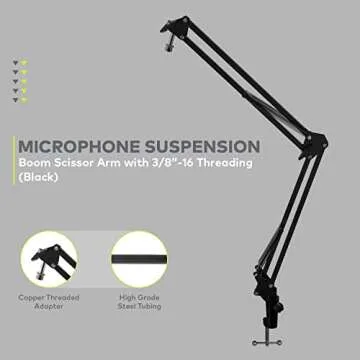 Audio-Technica AT2020USBPLUS Condenser Microphone with Knox Gear Shock Mount, Boom Scissor Arm, and Pop Filter