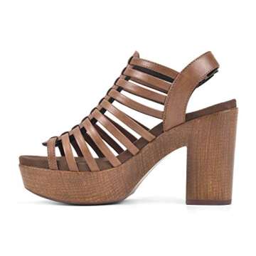 WHITE MOUNTAIN Shoes Astonish Women's Platform Heel Sandal, Dk.Tan.Burn/Smooth, 7.5 M