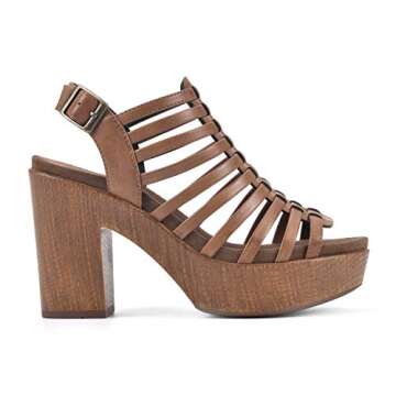 WHITE MOUNTAIN Shoes Astonish Women's Platform Heel Sandal, Dk.Tan.Burn/Smooth, 7.5 M