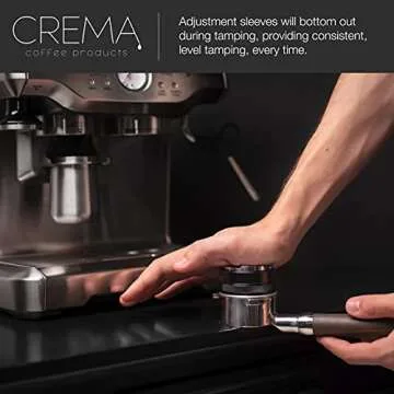 Crema Coffee Products - 54mm 2-in-1 Tamper & Distributor - Silver - Compatible with 54mm Breville Portafilters - Double Sided, Adjustable Depth - Beautiful Espresso Hand Tampers, Silver