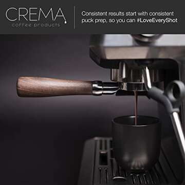 Crema Coffee Products - 54mm 2-in-1 Tamper & Distributor - Silver - Compatible with 54mm Breville Portafilters - Double Sided, Adjustable Depth - Beautiful Espresso Hand Tampers, Silver