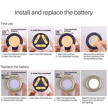 STAR-SPANGLED 5 Pack 2.8” Push Tap Lights, Stick on Touch Puck Lights AAA Battery Operated, LED Sticky Button Lamps for Classroom, Kitchen, Under Cabinet, Closet (Golden, Warm White)