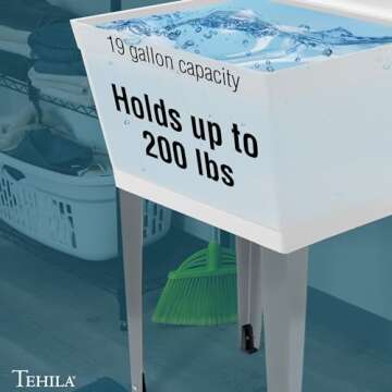 White Utility Sink Laundry Tub with High Arc Stainless Faucet for Laundry Room Basement, Garage