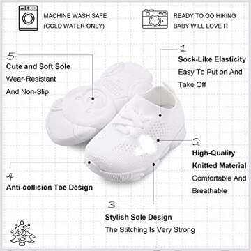 Baby First Walking Shoes 1-4 Years: Toddler Slip-On Sneakers, Boys Girls, Breathable Design