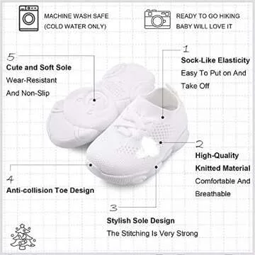 Baby First Walking Shoes 1-4 Years: Toddler Slip-On Sneakers, Boys Girls, Breathable Design