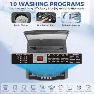 Nictemaw Portable Washing Machine 20Lbs Portable Washer with Drain Pump, 2.8 Cu.ft Compact Washer Machine with 10 Programs 8 Water Levels Compact Laundry Machine for Apartment, Home, Dorms, Rv