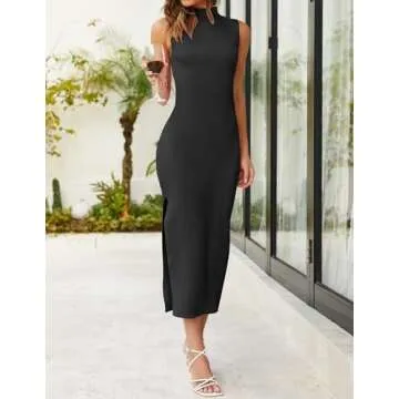 ZESICA Women's Sleeveless Summer Bodycon Midi Dress