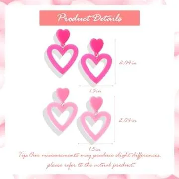 Pink Heart Earrings Valentine Earrings for Women Valentines Day Gifts for Her Valentines Dress Shirts Outfits Accessories Pink Stuff Jewelry Gifts