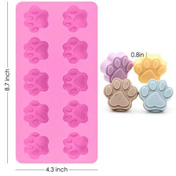 3 Pack Silicone Ice Molds Trays with Puppy Dog Paw and Bone Shape, FineGood Reusable Bakeware Maker for Baking Chocolate Candy, Oven Microwave Freezer Dishwasher Safe - Pink, Red, Purple