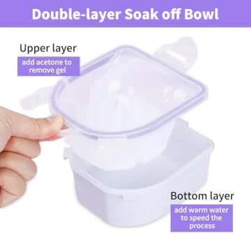 YGQQOY Nail Soaking Bowl, Acetone Proof Soak Off Bowl for Acrylic Nail Dip Powder Remover and Cuticle Remover, Manicure Set with Manicure Bowl Cuticle Oil and Nail File Buffe