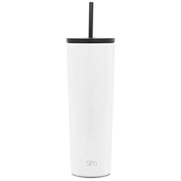 Simple Modern Insulated Tumbler with Lid and Straw | Iced Coffee Cup Reusable Stainless Steel Water Bottle Travel Mug | Gifts for Women Men Her Him | Classic Collection | 28oz | Winter White