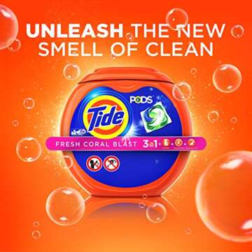 Tide PODS Laundry Detergent Liquid Pacs Tub, Fresh Coral Blast Scent, 3 in 1 HE Turbo, 81 Count
