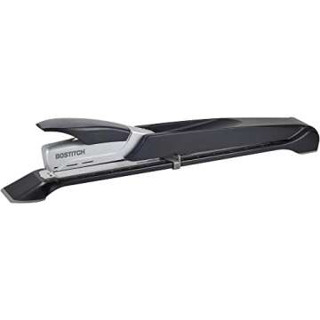 Bostitch Office Booklet Stapler - One Finger, No Effort, Spring Powered, Long Reach Stapler - Silver (1610)