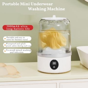 Portable Mini Washing Machine for Underwear, Socks, Baby Clothes – Rechargeable Cordless Compact W...
