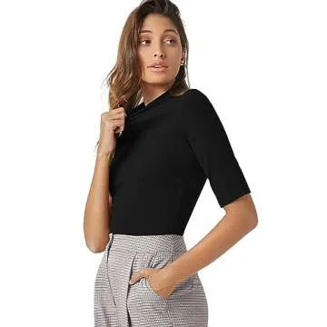 PrinStory Women's Stylish Mock Turtleneck Pullover Top
