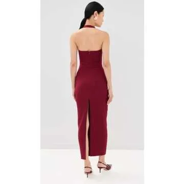 Lioness Women's 1999 Midi Dress Wine Red Elegant Style