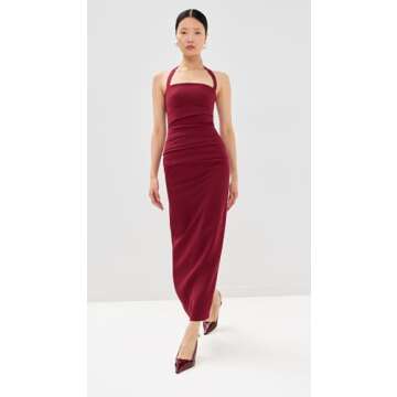 Lioness Women's 1999 Midi Dress Wine Red Elegant Style
