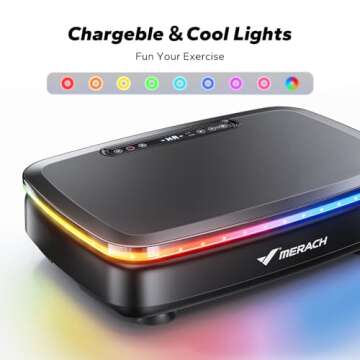 MERACH Vibration Plate Exercise Machine, Vibrating Plate with Bluetooth and LED Lights, Workout Equipment for Women, Vibration Plate for Lymphatic Drainage and Weight Loss