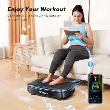 MERACH Vibration Plate Exercise Machine, Vibrating Plate with Bluetooth and LED Lights, Workout Equipment for Women, Vibration Plate for Lymphatic Drainage and Weight Loss